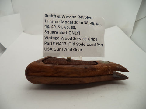 GA17A S&W J Frame Multi Model Vintage Wood Service Grips Square Butt