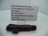 376 S&W J Model 37 (Airweight) Pinned 3" Barrel .38 Special Blue Used