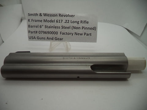 079690000 S & W K Frame Model 617 Barrel 6" Non-Pinned .22 Long Rifle
