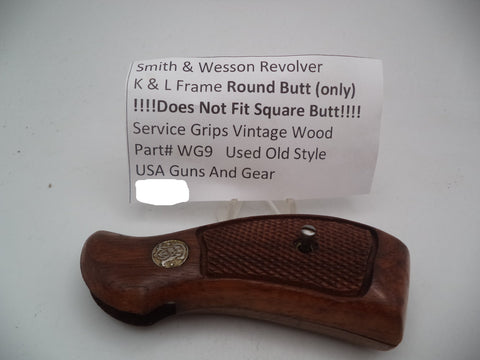 WG9 S&W Revolver K & L Frame Round Butt (only)Vintage Wood Grips Used
