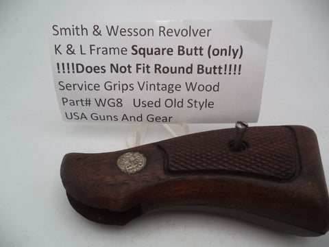 WG8 S&W Revolver K & L Frame Square Butt (only)Vintage Wood Grips Used