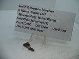 10160 S&W K Frame Model 10-7  3 Side Plate Screws .38 Special ctg. Nickel