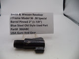 366ABC S&W J Frame 36 Barrel Pinned  2" (1 7/8") Blue Steel .38 SPL (