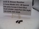 S&W K Frame Model 14-2 Side Plate Screws (3) Blue  .38 Special 14144A