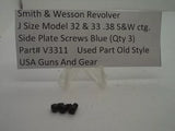V3311 S&W J Frame Model 32, 33 Side Plate Screws (3) Blue Steel .38 S&W ctg.