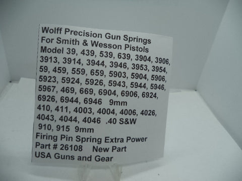 26108 Wolff for S&W 3904 5904 6904 XP Firing Pin Spring Pak of 1 New Part
