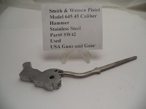 SW42 Smith & Wesson Pistol Model 645 Hammer Stainless Steel Used 45 Caliber