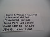 640118 Smith & Wesson J Frame Model 640 Used Concealed Hammer .38 Special