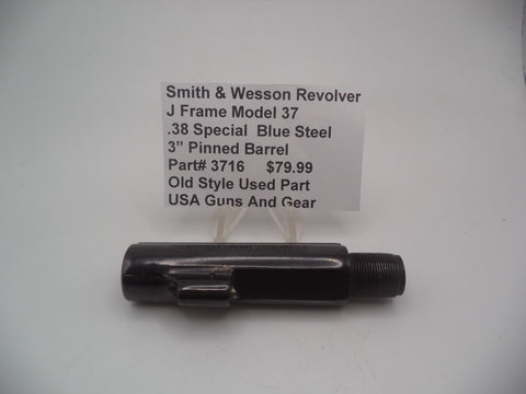3716 Smith & Wesson Used J Frame Model 37 Blue 3" Pinned Barrel