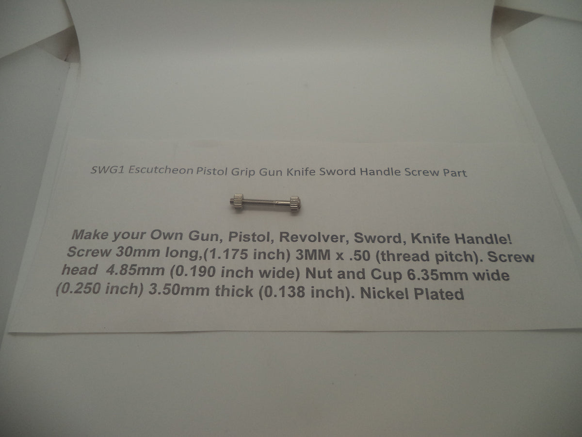 Escutcheon Pistol Grip, Knife, Sword Handle, Screw & Nut Set New Part