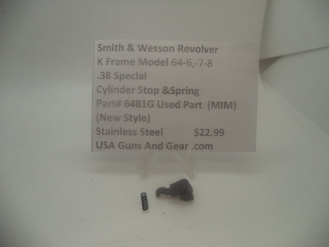 6481G Smith & Wesson K Frame Model 64-6, 7, 8 MIM Cylinder Stop & Spring