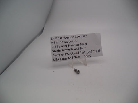 64172A Smith and Wesson Used K Frame Model 64 .38 Special Stainless Steel Strain Screw Round Butt
