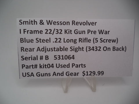 Kit04 Smith & Wesson I Frame Pre Model  22/32 Kit Gun .22 LR Rear Adjustment Sight Used Part