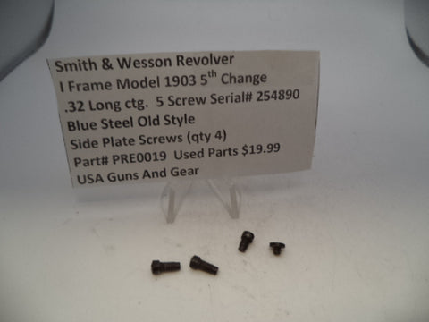 PRE0019 Smith & Wesson I Frame Model 1903 5th Change Side Plate Screws (qty 4)  Used