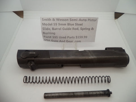 591A Smith & Wesson Model 59 9MM Slide, Barrel Guide Rod, Spring & Bushing Used