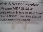 K3801 Smith & Wesson Revolver K Frame M&P 38 S&W Side Plate & Screws Blue Steel Used