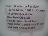 PRE002 Smith & Wesson I Frame Model 1903 1st Change .Blue Steel Cylinder Assembly 6 Shot 32 Caliber Used