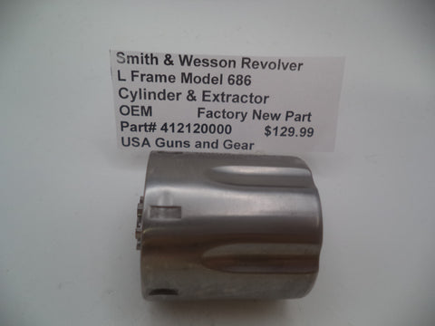 412120000 Smith & Wesson Revolver L Frame Model 686 Chamfered Stainless Steel Cylinder & Extractor New