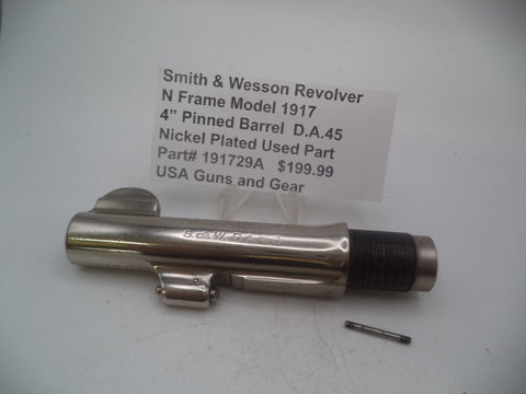 191729A Smith & Wesson Revolver N Frame Model 1917 4" Nickel Pinned Barrel D.A.45 Used