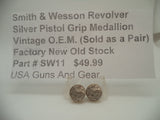 SW11 Smith & Wesson Vintage Revolver Pistol Grip Medallion Pair New Old Stock