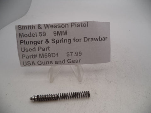 M59D1 Smith & Wesson Pistol Model 59 9MM Plunger & Spring for Drawbar Used Part