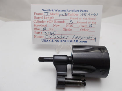 J160 Smith and Wesson J Frame Model Pre 32 Cylinder Assembly Blue Used 38S&W
