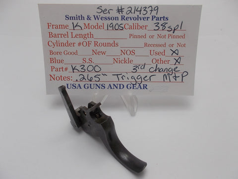 K300 Smith & Wesson K Frame Model 1905 3rd Change .265" Trigger Used 38Spl