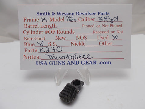 K270 Smith and Wesson K Frame Model M&P 1905 Thumbpiece Blue Used 38Spl