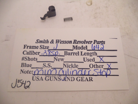 J542 Smith & Wesson Used J Frame Model 642 .38 Special MIM Cylinder Stop & Sprin