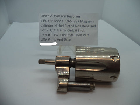 1967 S&W K Frame Model 19-5 Cylinder Nickel Non Recessed for 2 1/2" Barrel .357 Magnum