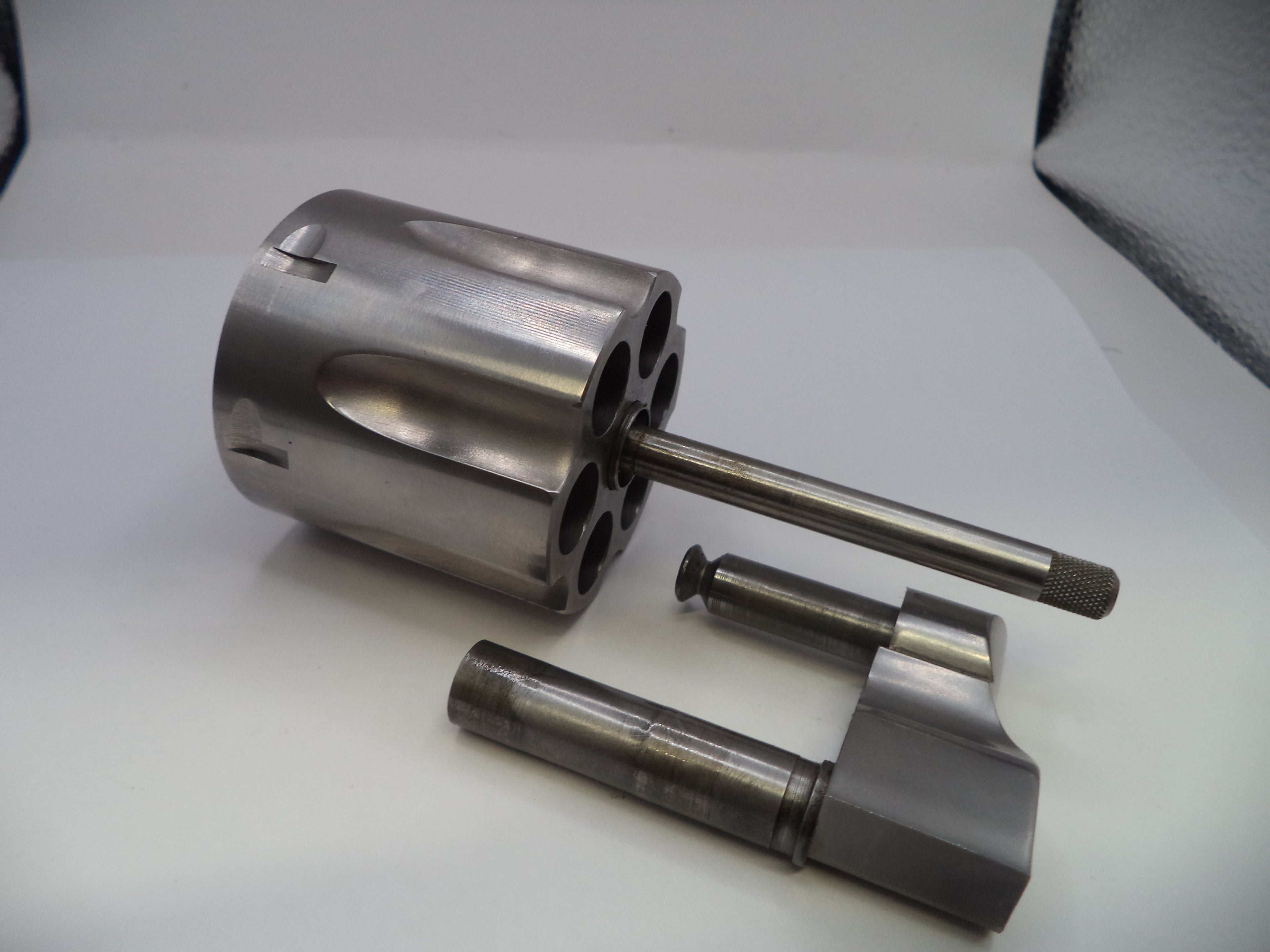 Metal mechanical components on a white background
