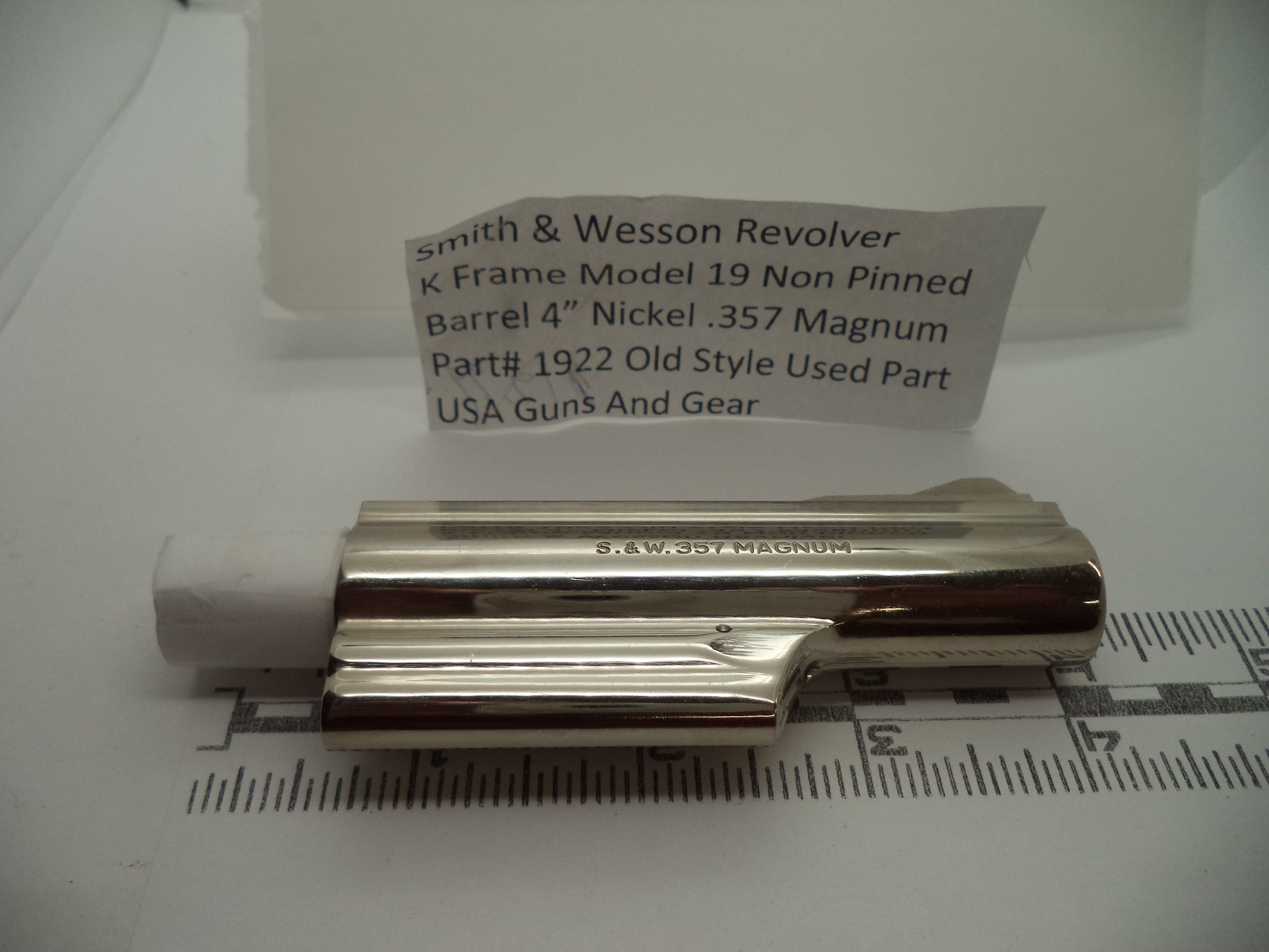 1922 S & W K Frame Model 19 Used Nickel  4" Barrel Non Pinned .357 Magnum
