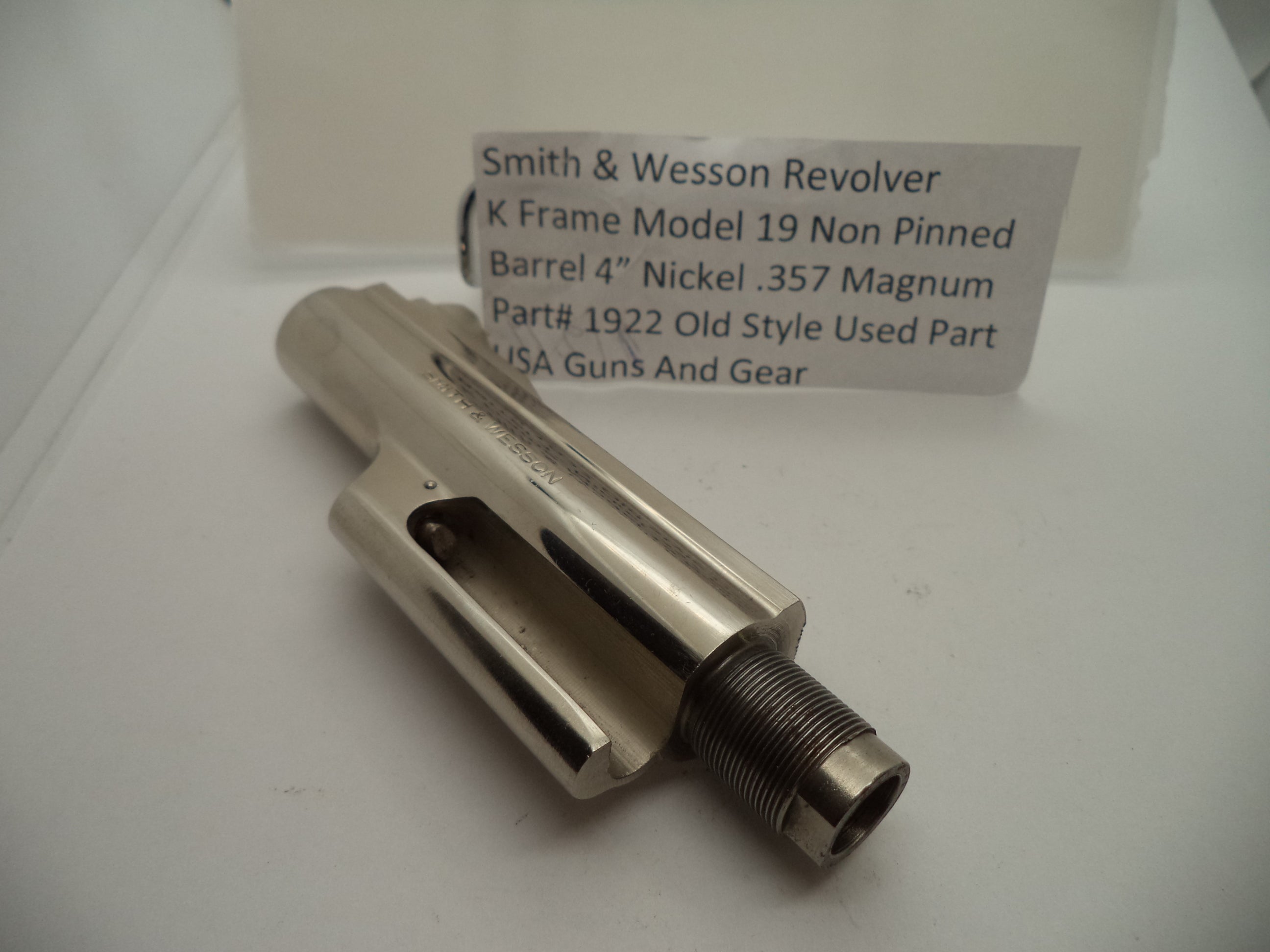 1922 S & W K Frame Model 19 Used Nickel  4" Barrel Non Pinned .357 Magnum
