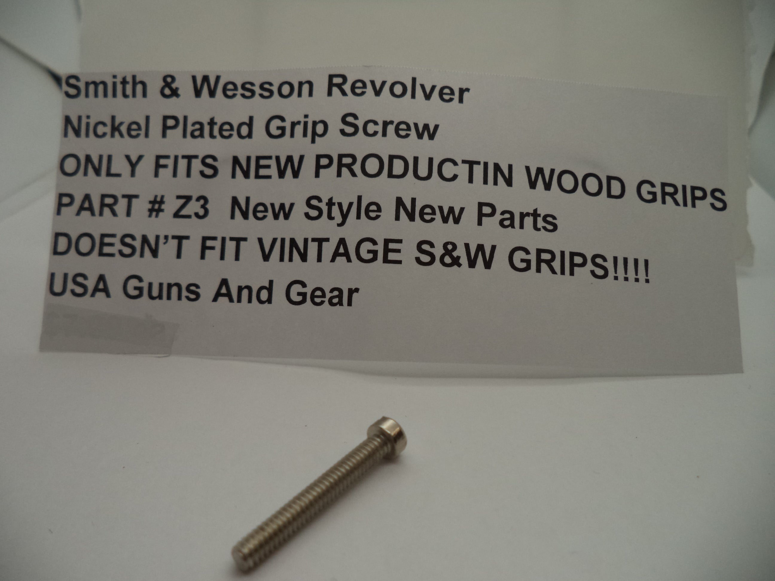 Smith & Wesson Revolver Nickel Plated Grip Screw New Part New Style Z3
