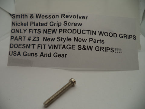 Z3 Smith & Wesson Revolver Nickel Plated Grip Screw New Part New Style
