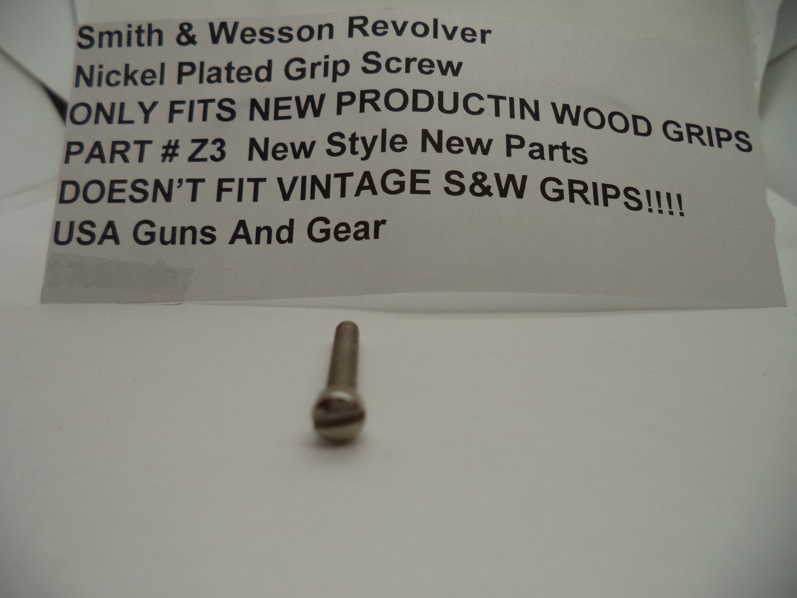 Smith & Wesson Revolver Nickel Plated Grip Screw New Part New Style Z3