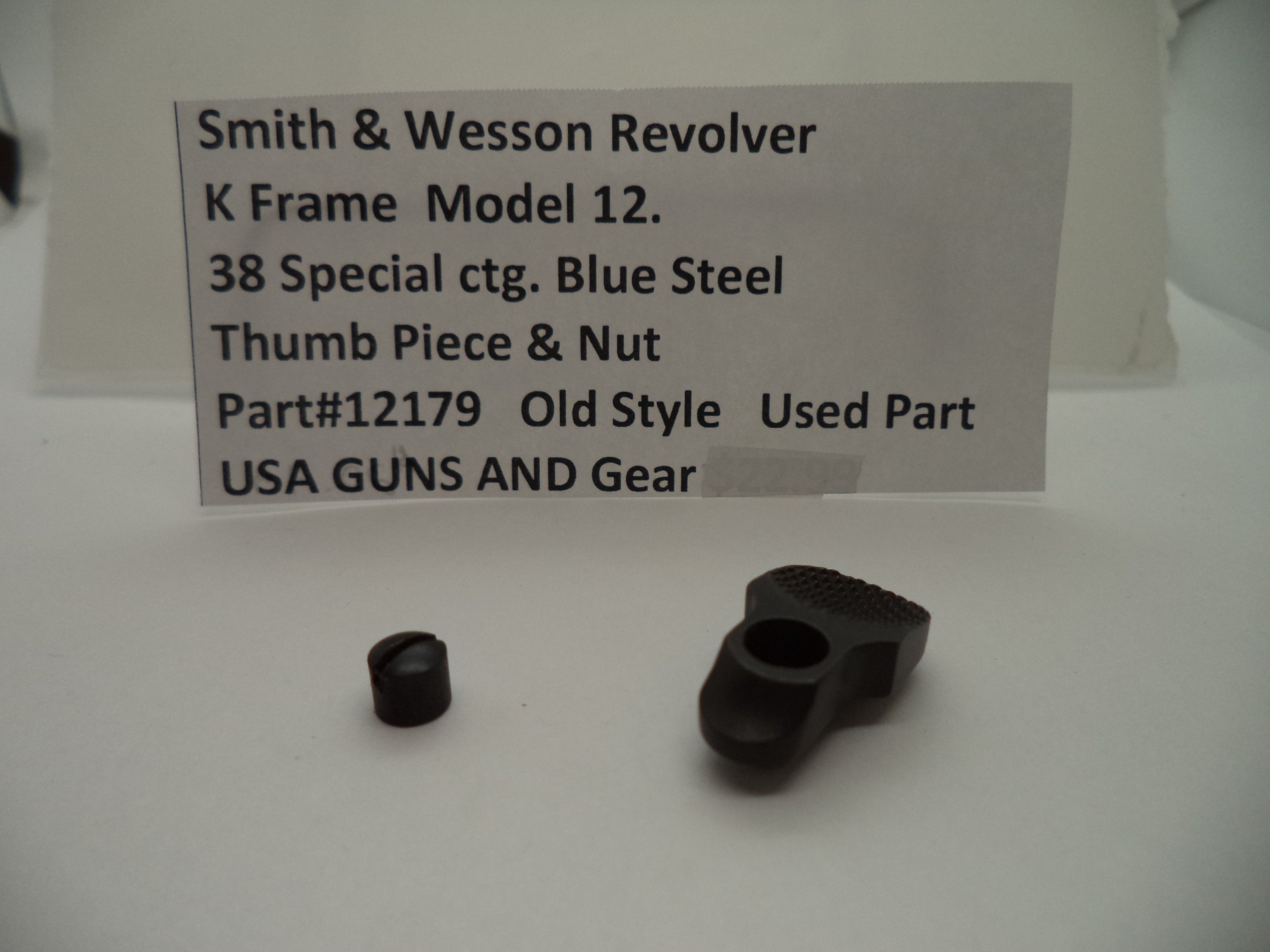 12179 SW K Frame Model 12 .38 Special Thumb Piece and Nut Blue Steel Used