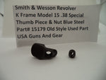 15179 SW K Frame Model 15 .38 Special Thumb Piece and Nut Blue Steel Old Style Used Part