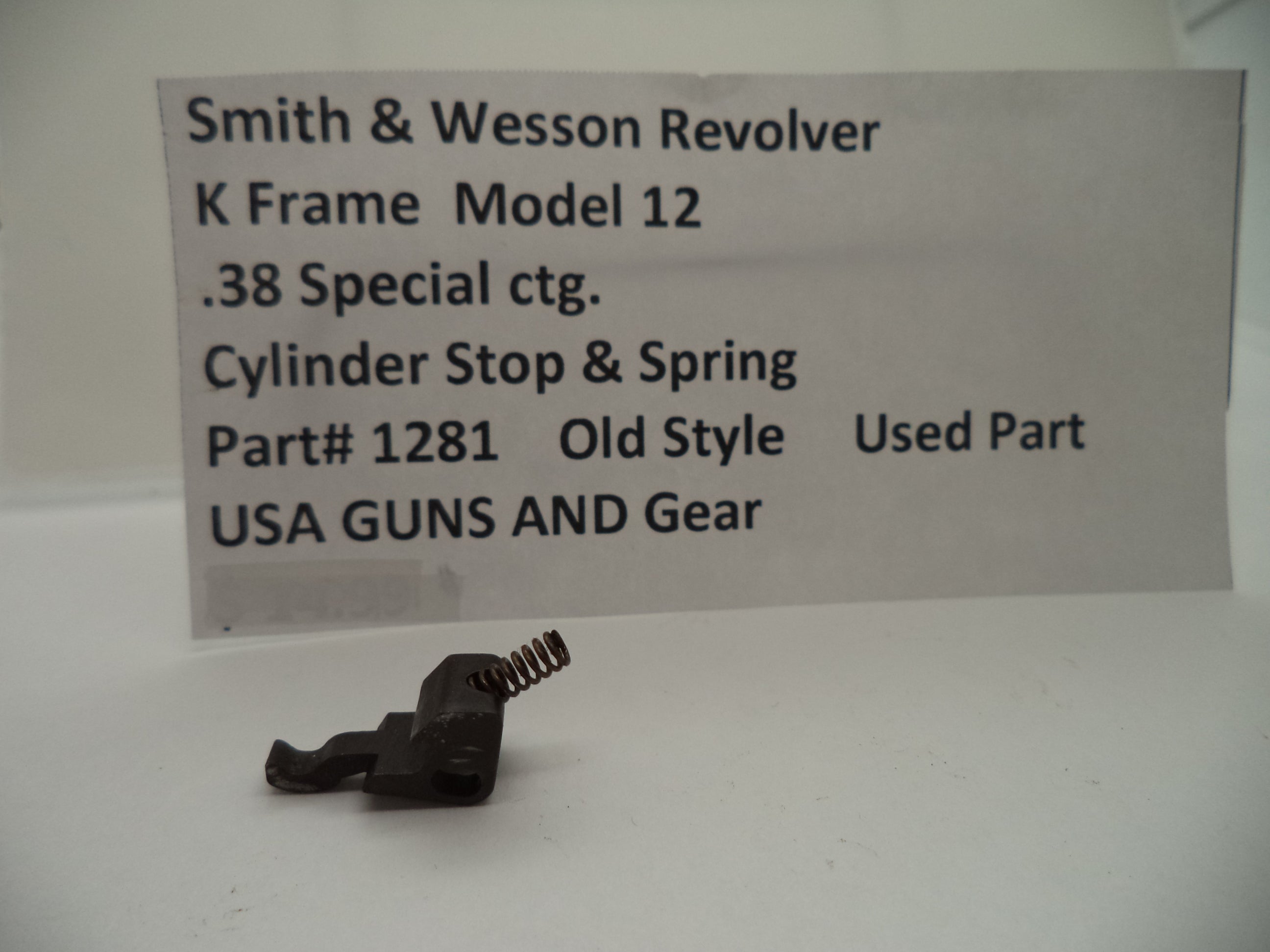 Smith & Wesson Revolver K Frame Model 12 Cylinder Stop and Spring .38 Special 1281
