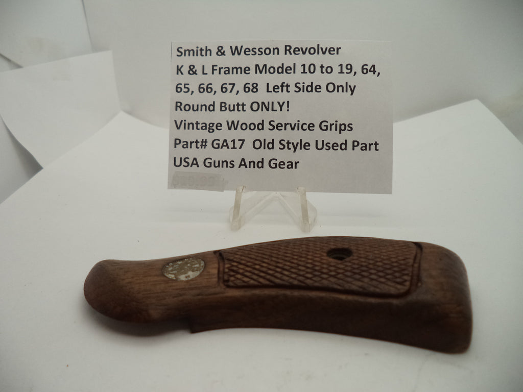 S&W K & L Frame Round Butt Revolver Left Grip Panel Vintage Wood Used - Part GA17