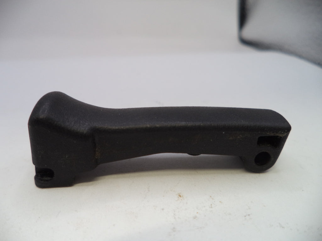 Black plastic handle on a white background