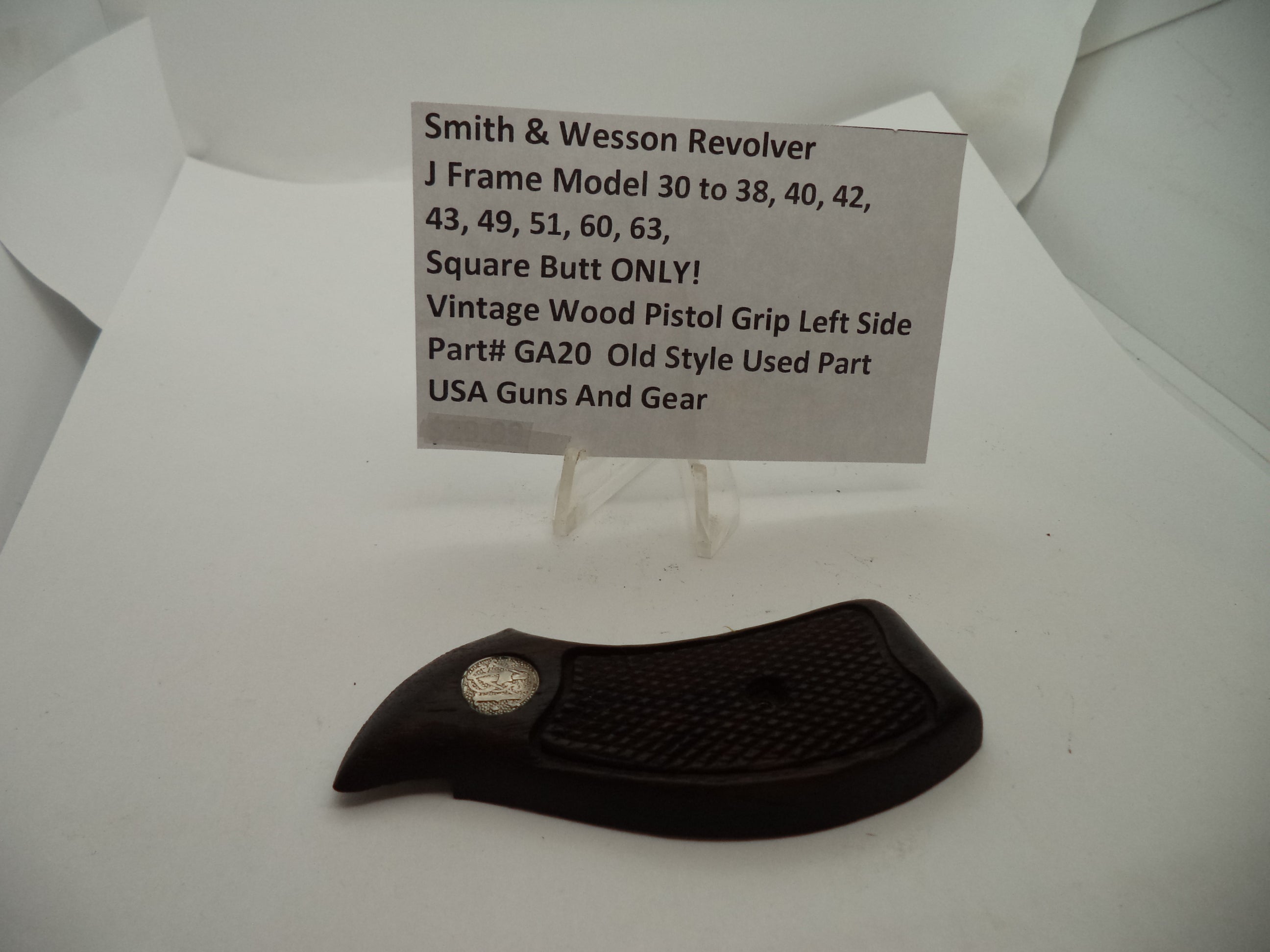 Smith & Wesson J Frame Vintage Wood Left Grip - Square Butt Only - Used OEM Part GA20