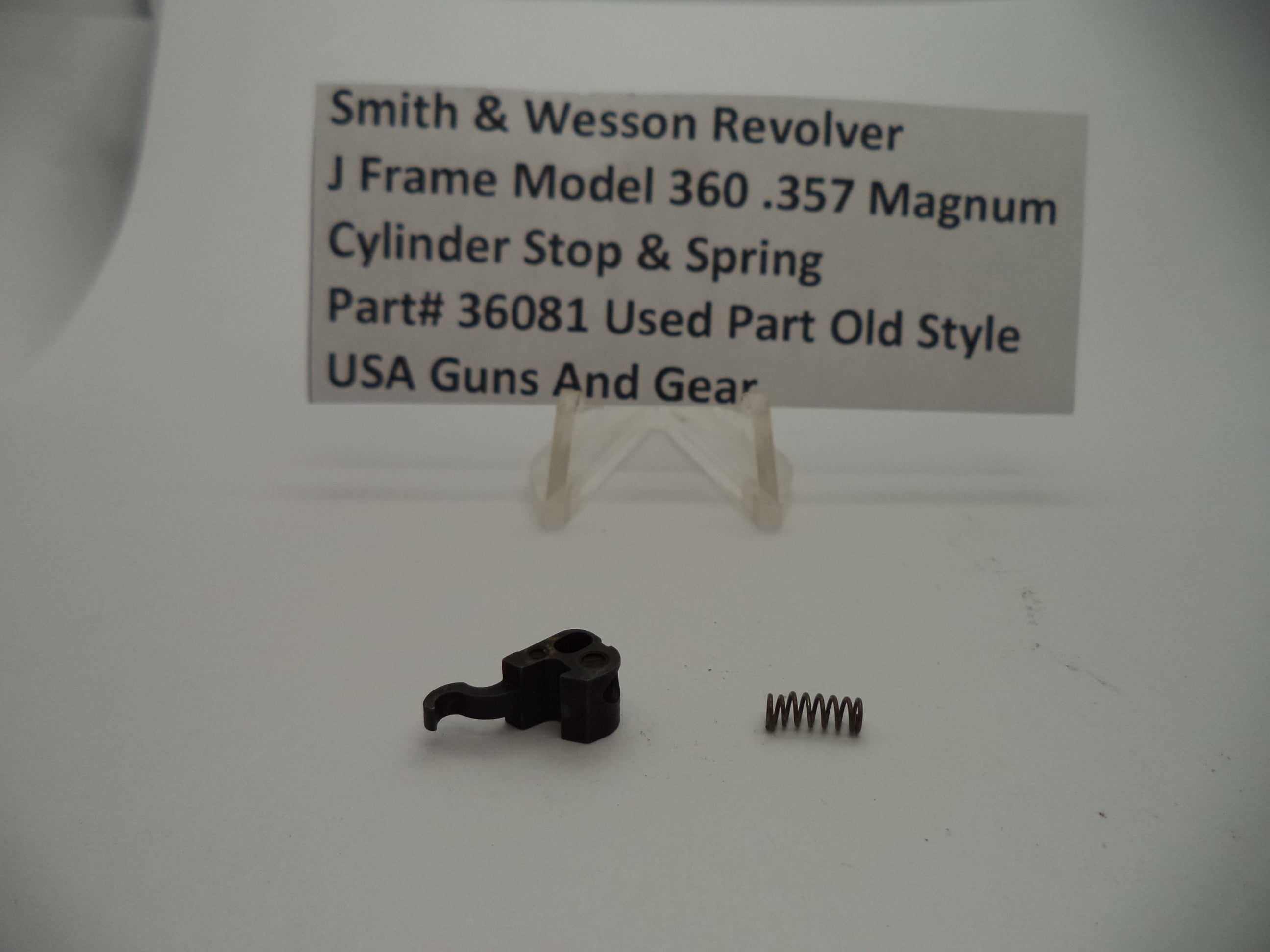 36081 S & W J Frame Model 360 Cylinder Stop & Spring .357 Magnum Used
