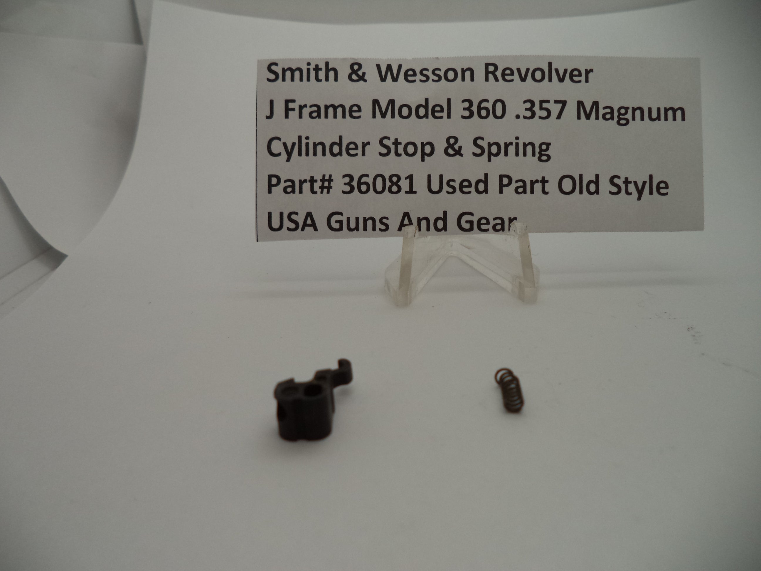 36081 S & W J Frame Model 360 Cylinder Stop & Spring .357 Magnum Used