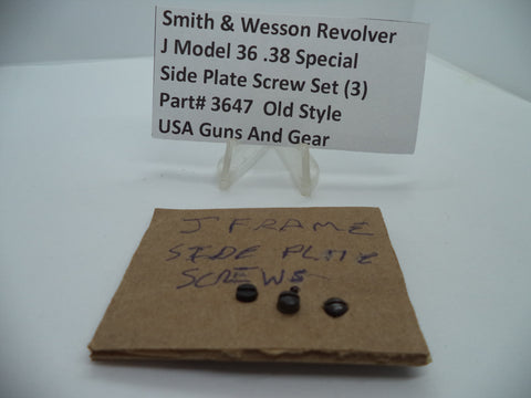 3647 S&W Revolver J Model 36 Side Plate Screw Set (3) .38 Special
