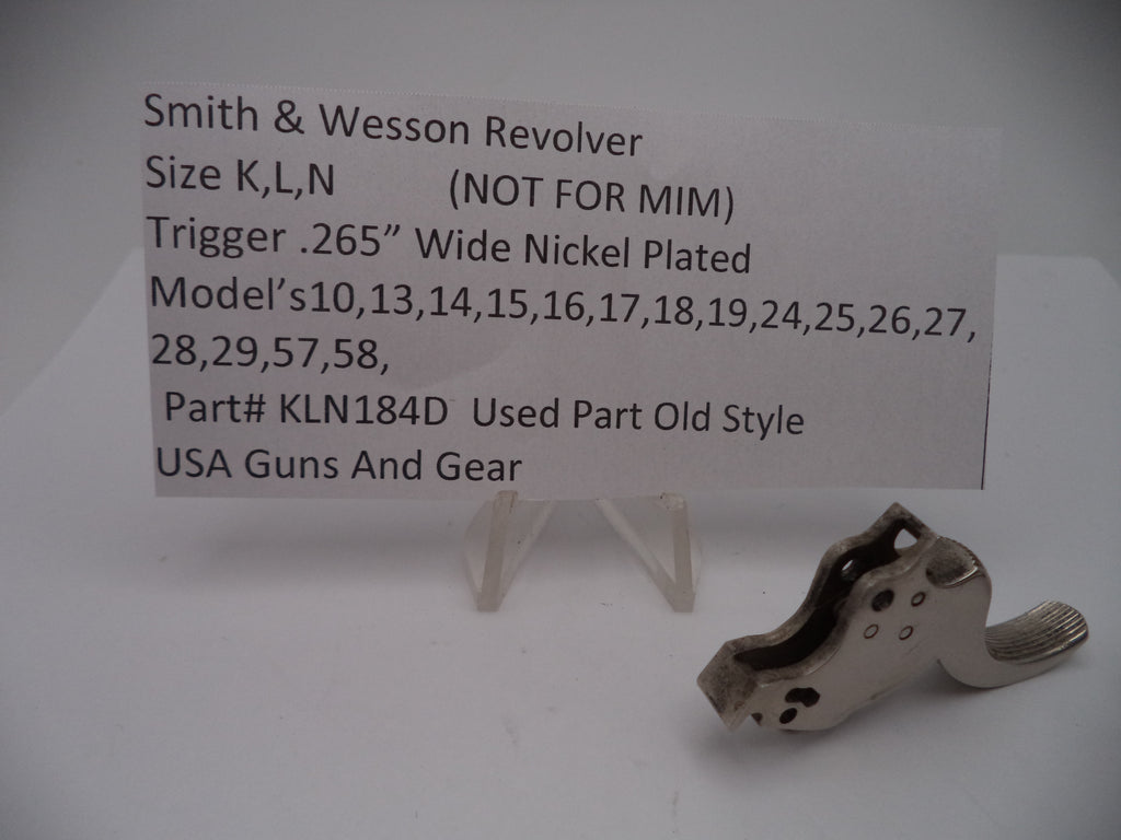 Smith & Wesson K/L/N Frame Trigger .265" Nickel Plated Used Part KLN184D