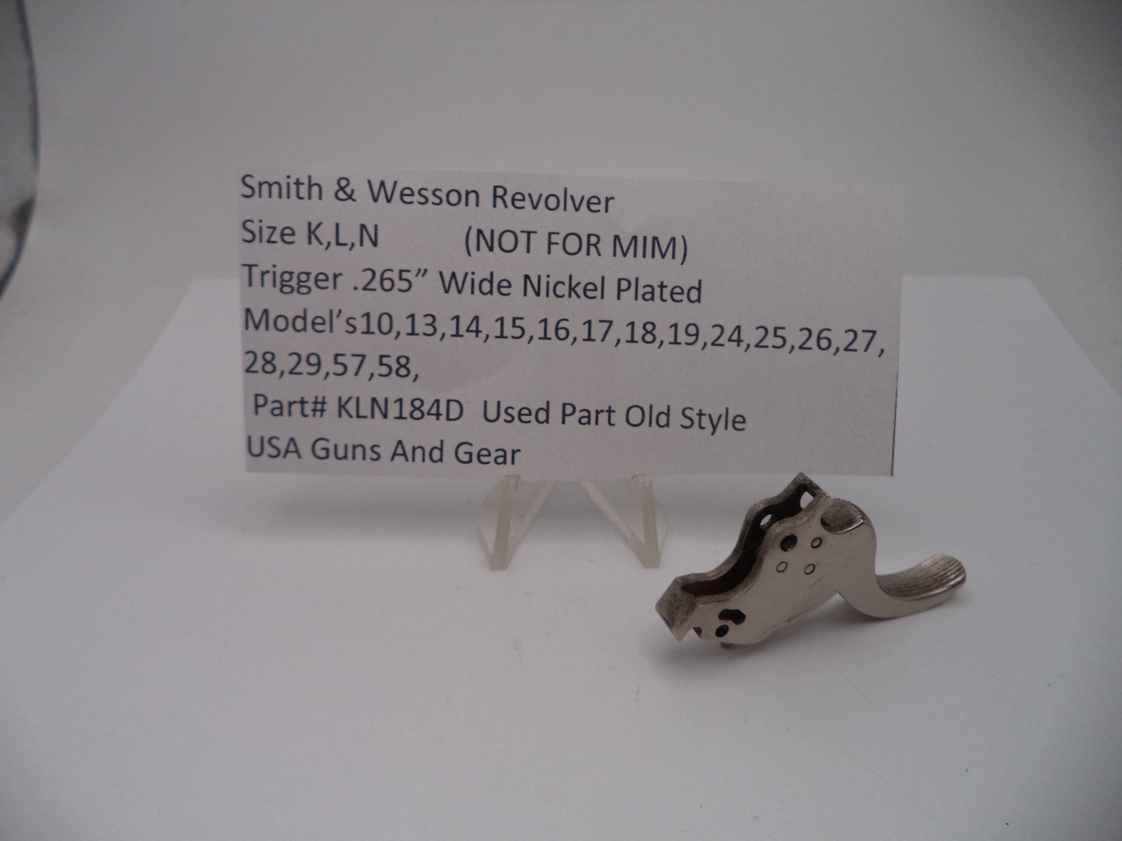 Smith & Wesson K/L/N Frame Trigger .265" Nickel Plated Used Part KLN184D