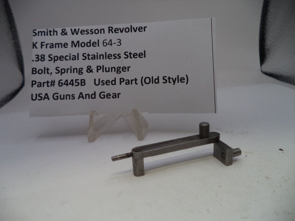 Smith & Wesson revolver part on a white background with descriptive text card.