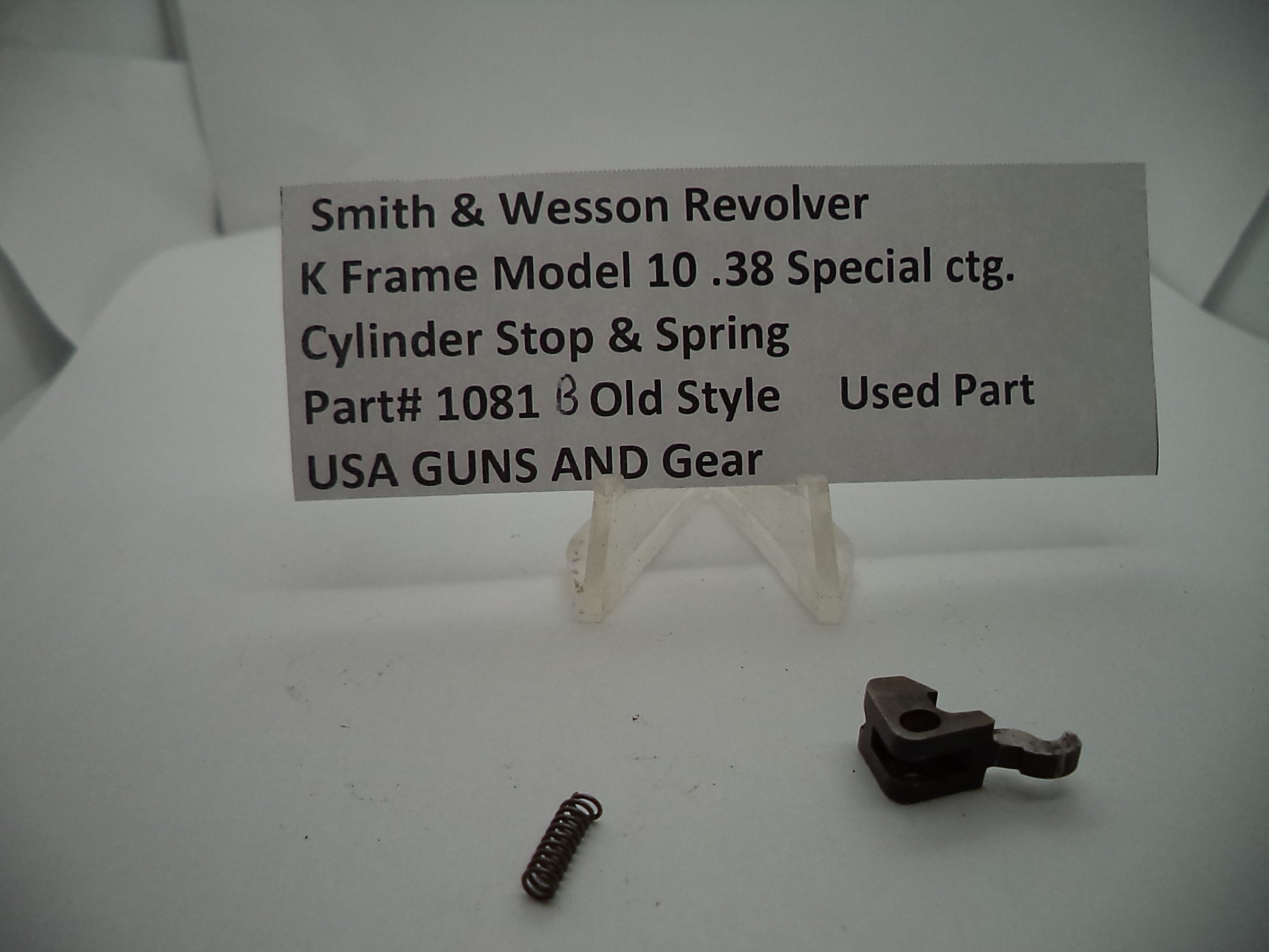 1081B S & W K Frame Model 10 Used Cylinder Stop & Spring .38 Special