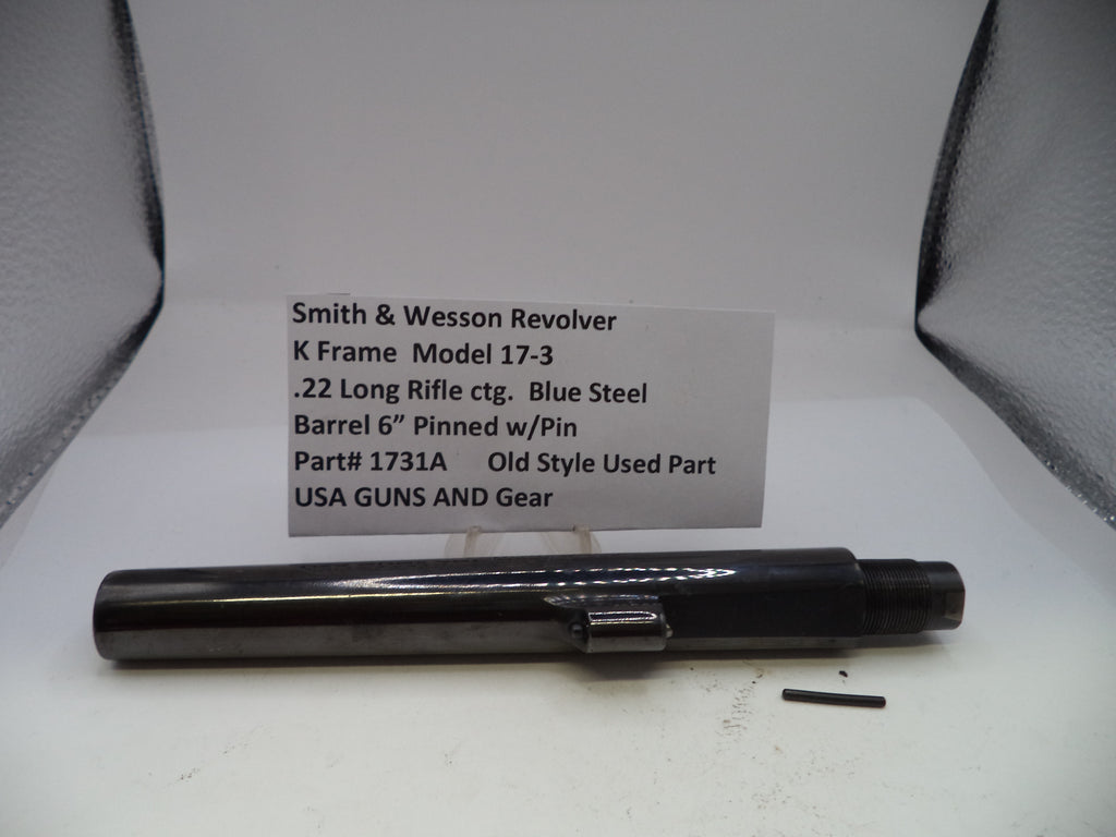 Smith & Wesson revolver barrel with descriptive label on a white background